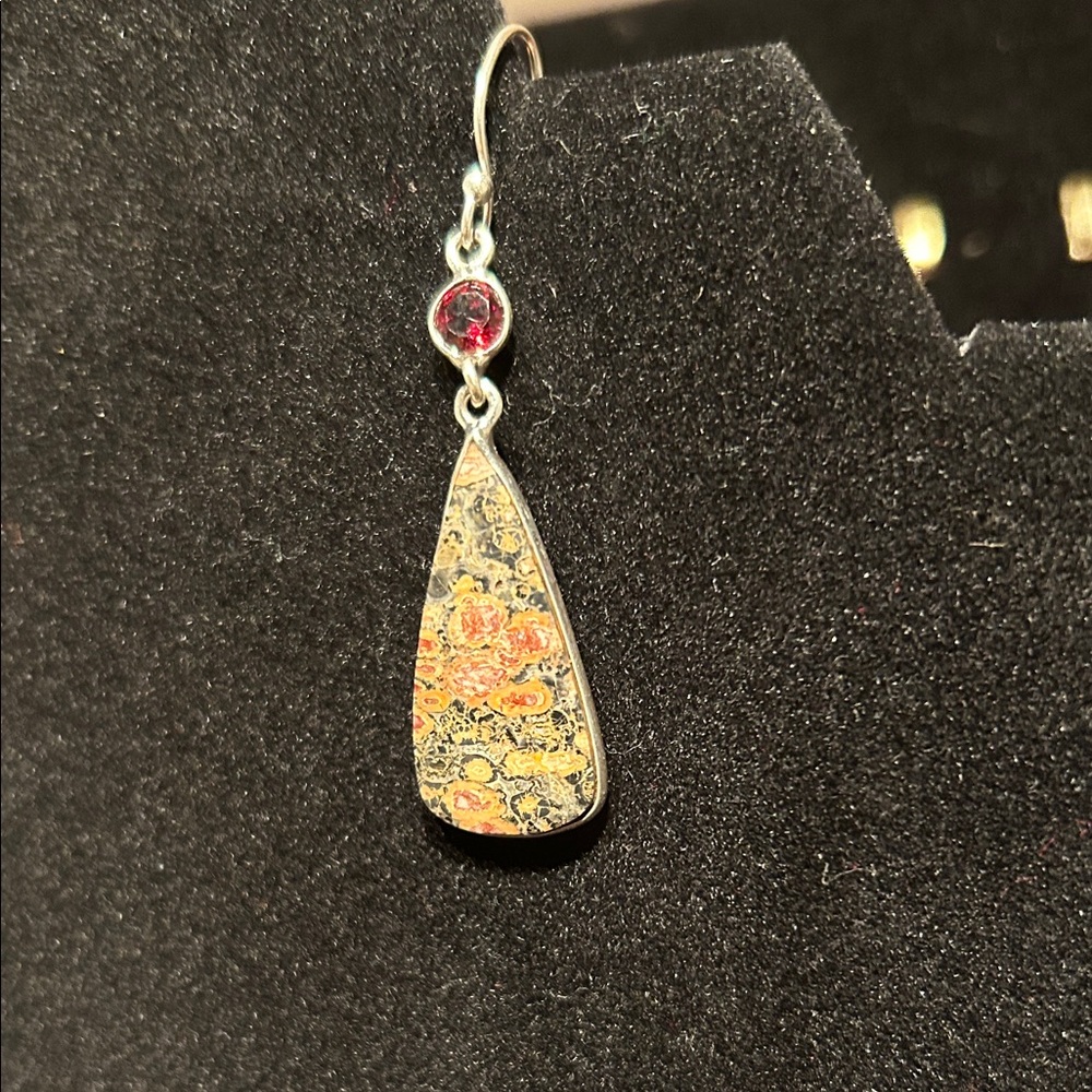 Leopard skin jasper earrings 925 - Picture 2 of 7